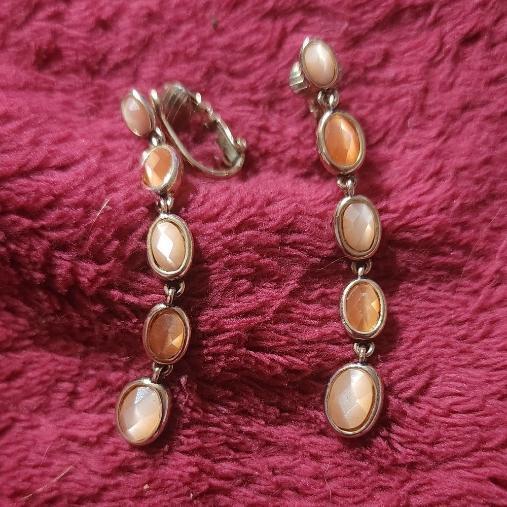 Monet Elegant Gold, Orange And Peach Drop Earrings